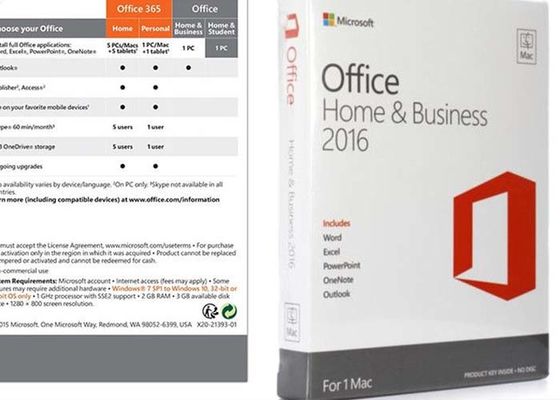 Huis met 64 bits het met 32 bits van Microsoft Office 2016 en Bedrijfsdvd Digitale Sleutel
